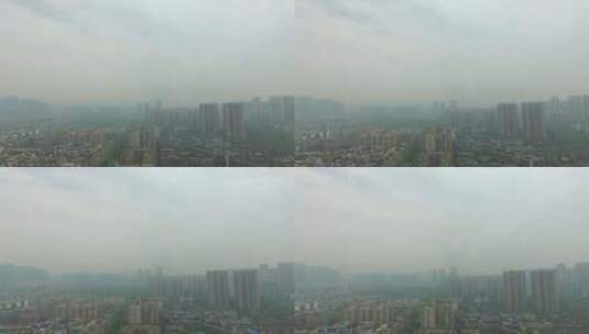 雾气成都航拍城市高清在线视频素材下载