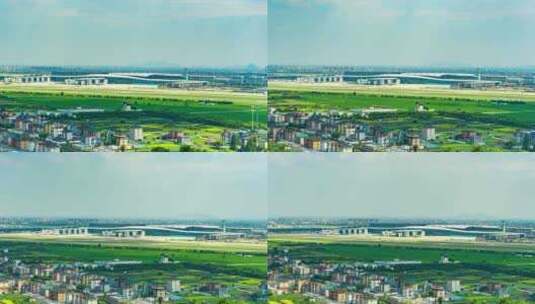 杭州萧山机场航空港全景移动延时摄影高清在线视频素材下载