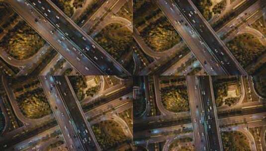 车水马龙的城市立交桥 夜景航拍高清在线视频素材下载