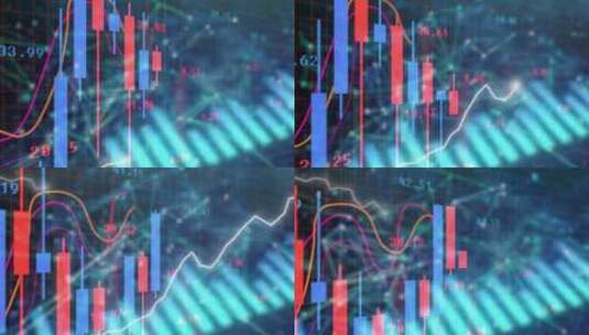 股票交易波动的k线图高清在线视频素材下载