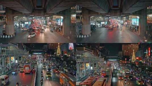 曼谷夜晚街景高清在线视频素材下载