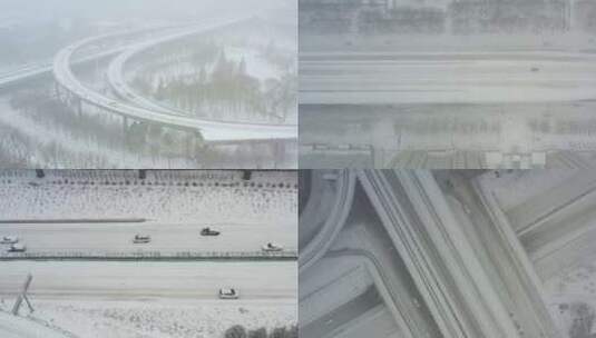 城市雪景道路航拍高清在线视频素材下载