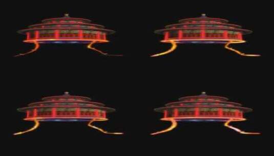 透明背景国风赛博朋克元宇宙元素北京天坛高清在线视频素材下载