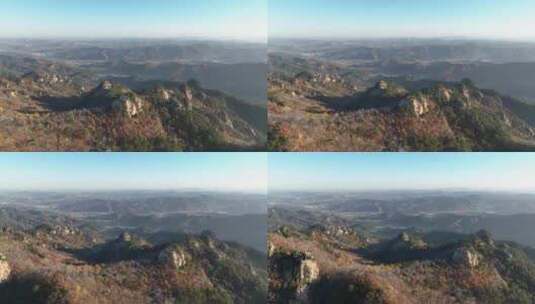 航拍千山山巅石峰景色高清在线视频素材下载