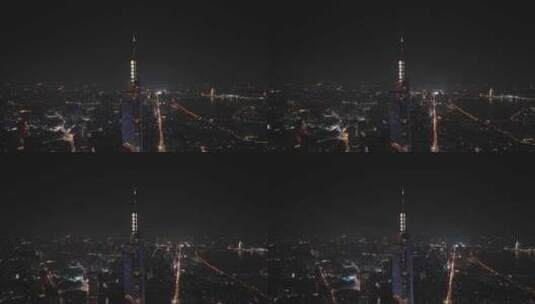 南京紫峰大厦夜景航拍高清在线视频素材下载