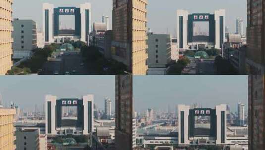 江西南昌火车站城市建筑风光航拍高清在线视频素材下载