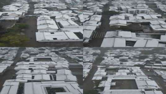 冬季下雪天惠山古镇竖版航拍高清在线视频素材下载