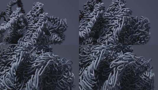 抽象缠绕的黑色样条曲线3D渲染高清在线视频素材下载