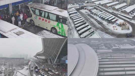 2024年武汉铁路公路春运降雪高清在线视频素材下载