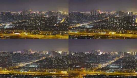 呼和浩特市区夜景4k航拍高清在线视频素材下载
