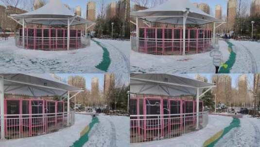 冬季游乐园奔跑小孩视频素材高清在线视频素材下载