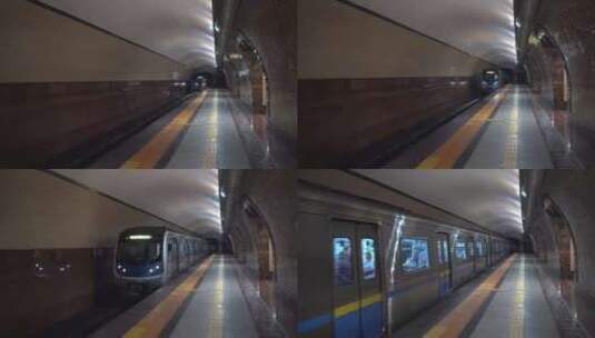 哈萨克斯坦阿拉木图市地铁站内的地铁高清在线视频素材下载