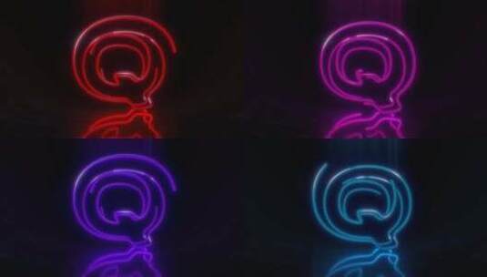 彩色霓虹灯字母Q循环动画。高清在线视频素材下载