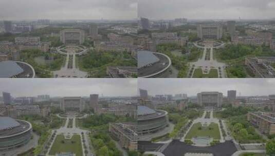 浙江理工大学校园大门口俯瞰高清在线视频素材下载