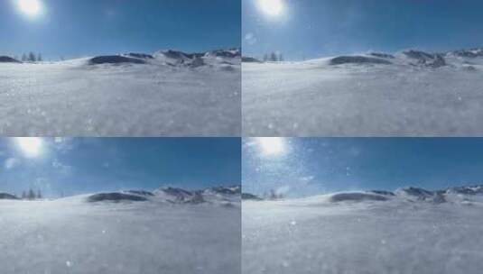 呼伦贝尔草原冬季风吹雪高清在线视频素材下载