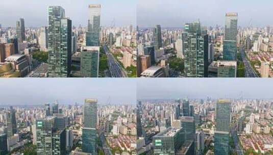 4K上海静安写字楼航拍片段2高清在线视频素材下载