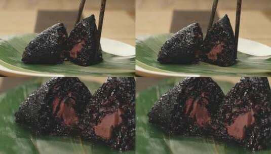 黑糯米紫薯粽素材高清在线视频素材下载