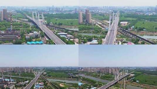 【合集】济宁市如意洸府大桥航拍高清在线视频素材下载