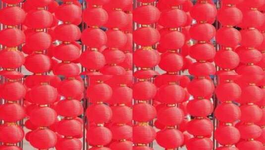 春节户外挂满一排排的红灯笼高清在线视频素材下载