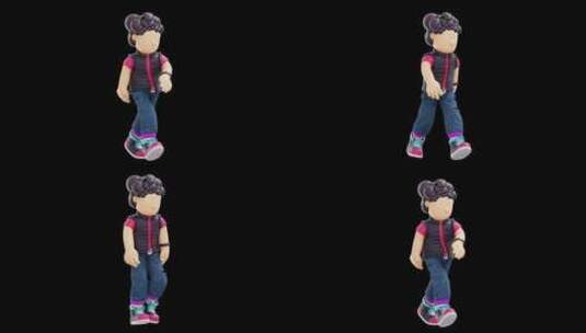 3D角色步行循环动画高清在线视频素材下载
