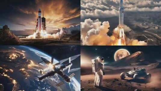 火箭发射基地太空宇航员视频素材合集高清在线视频素材下载
