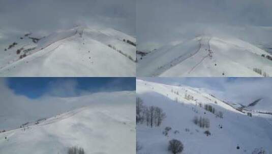 新疆吉克普林滑雪场航拍高清在线视频素材下载