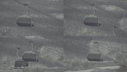 吉林省长春市庙香山滑雪场缆车特写慢镜头高清在线视频素材下载