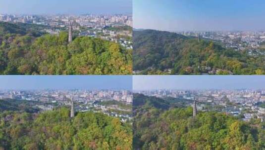 浙江杭州西湖景区宝石山保俶塔航拍旅游风景高清在线视频素材下载