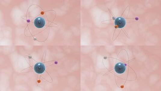 粉红色有机背景的原子球运动，3d渲染。高清在线视频素材下载