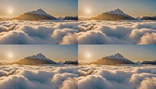 雪山云海日出全景高清在线视频素材下载