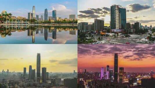 东莞CBD天际线延时高清在线视频素材下载
