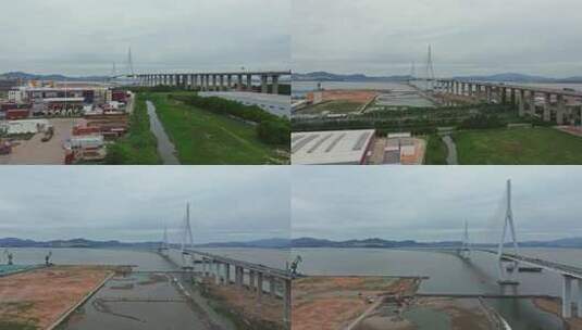 厦漳跨海大桥斜拉跨海大桥俯瞰景观高清在线视频素材下载