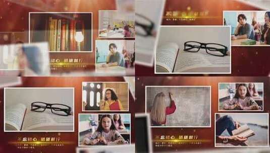 红色回顾党政党建图文照片展示高清AE视频素材下载