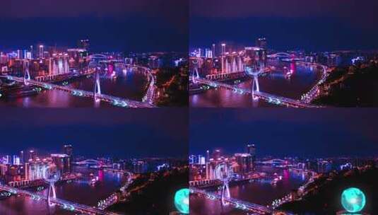 重庆城市夜景航拍全景高清在线视频素材下载
