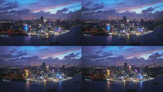 上海徐汇滨江西岸艺术中心CBD夜景航拍高清在线视频素材下载