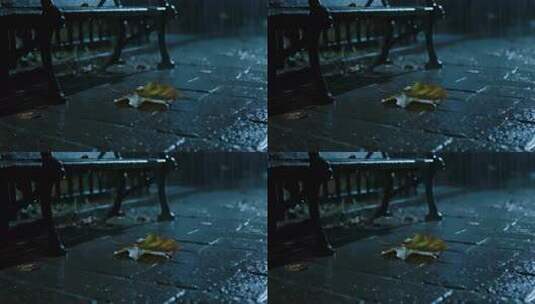 立秋雨夜落叶伤感氛围意境视频高清在线视频素材下载