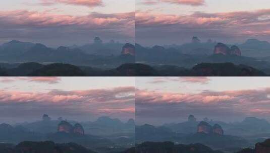 航拍韶关丹霞山晨韵高清在线视频素材下载