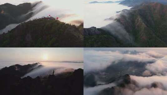 2025年永康石城山日出云海航拍合集之一高清在线视频素材下载