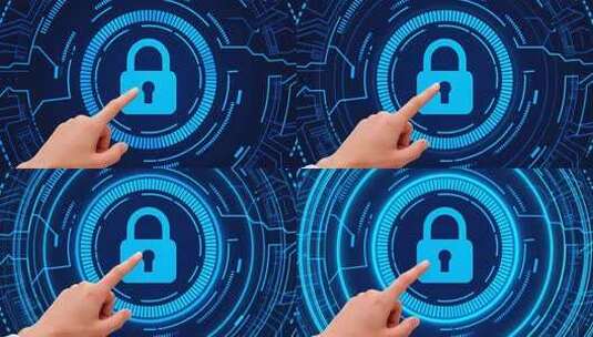 手指点击虚拟安全锁画面高清在线视频素材下载