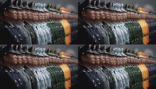 中国人民解放军队列整齐庄严肃穆高清在线视频素材下载
