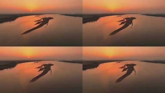 黄河落日自然风景航拍高清在线视频素材下载