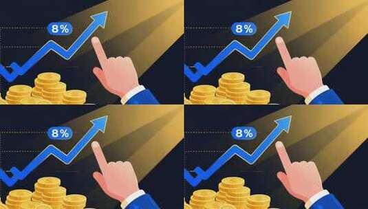 手指点击增长图表与金币画面高清在线视频素材下载