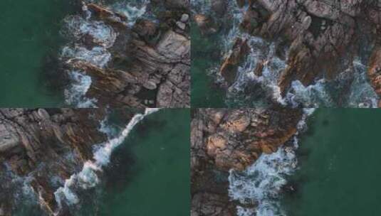 海岸礁石俯拍高清在线视频素材下载
