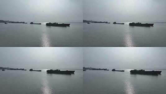 湖泊 夕阳 船只  飞鸟高清在线视频素材下载