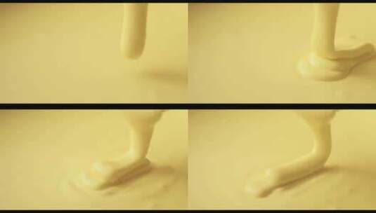 黄奶油芝士奶酪粘稠液体流体高清在线视频素材下载