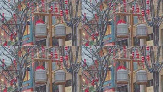 下雪中的北京正阳门前门大街高清在线视频素材下载