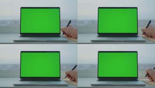 绿幕电脑 电脑绿屏  绿屏显示器高清在线视频素材下载