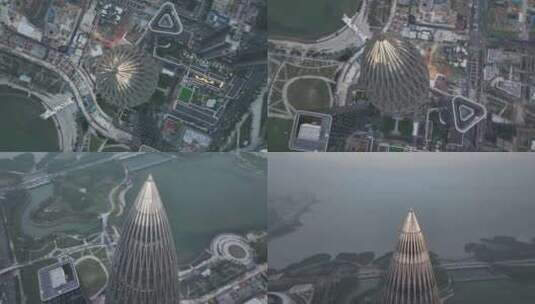 深圳华润大厦俯拍高清在线视频素材下载