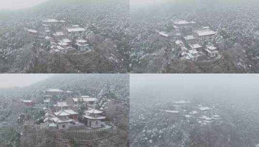 龙门石窟香山寺雪景高清在线视频素材下载