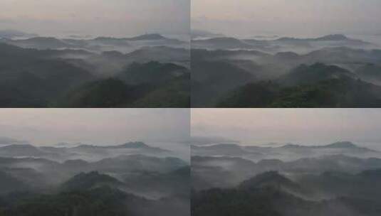 云雾笼罩下的村庄高清在线视频素材下载